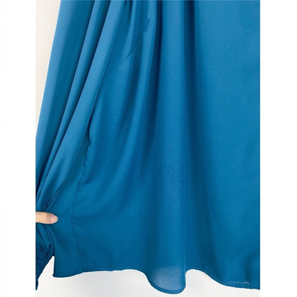 Torrid Georgette Smocked Blouson Long Sleeve Blouse Flowy Legion Blue - Size 3X - Picture 12 of 12